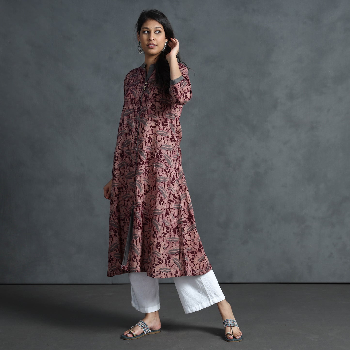Purple - Hand Batik Printed Cotton Kurta