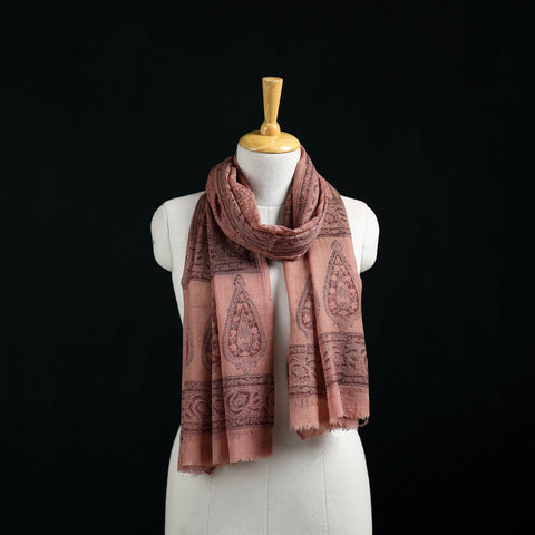 Pure Merino Wool Stole in Pedana Kalamkari Block Prints 63