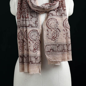 Pure Merino Wool Stole in Pedana Kalamkari Block Prints 64