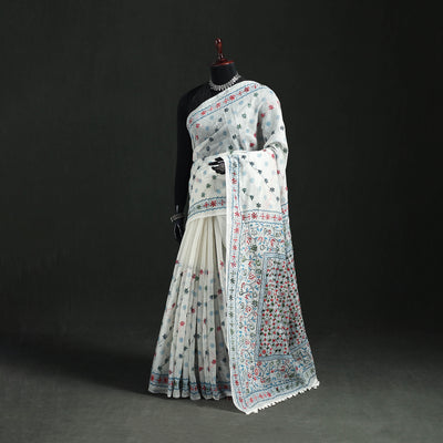 Hand Embroidered Chapa Work Silk Cotton Saree 14
