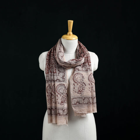 Pure Merino Wool Stole in Pedana Kalamkari Block Prints 64
