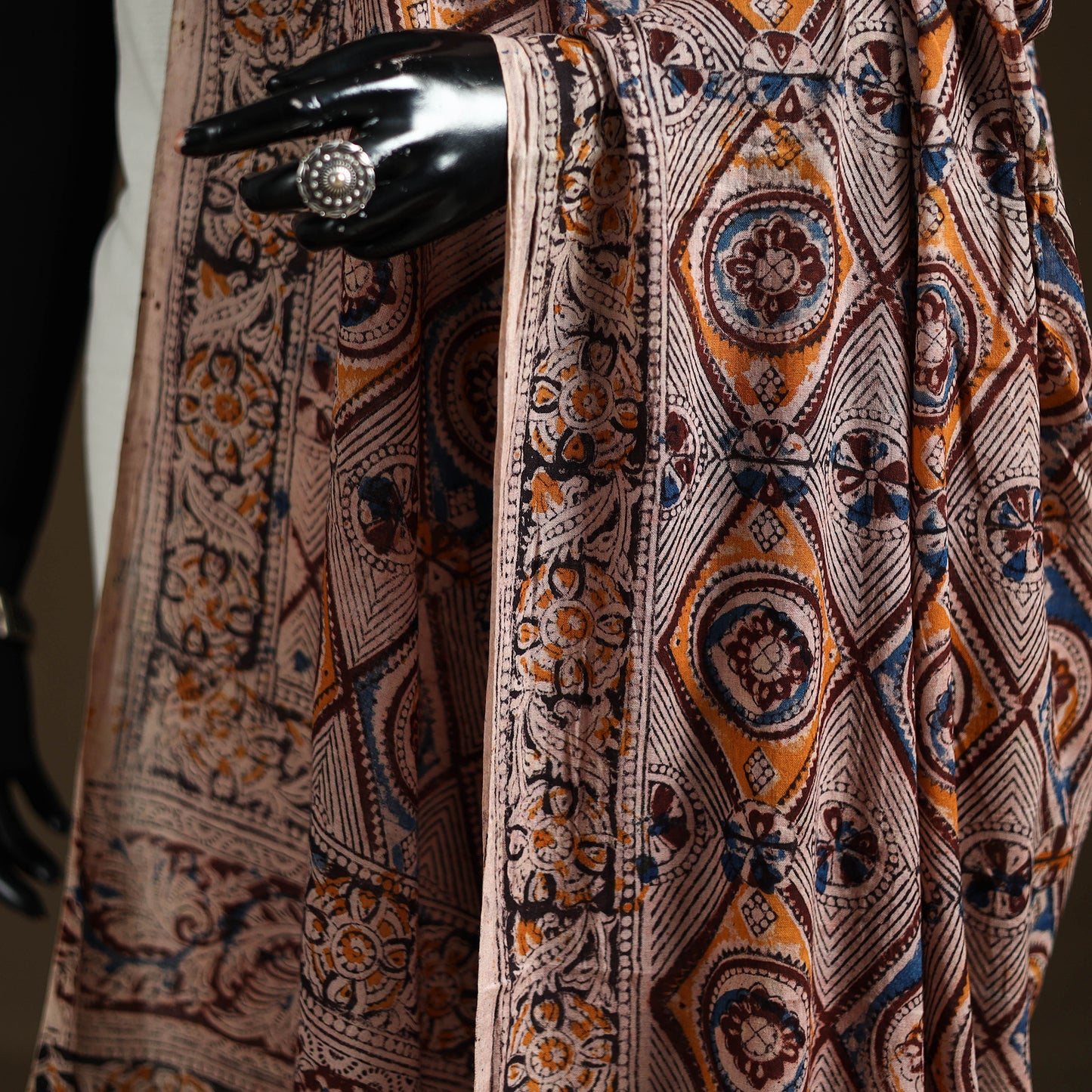 Kalamkari Hand Block Print Natural Dyed Cotton Dupatta 13