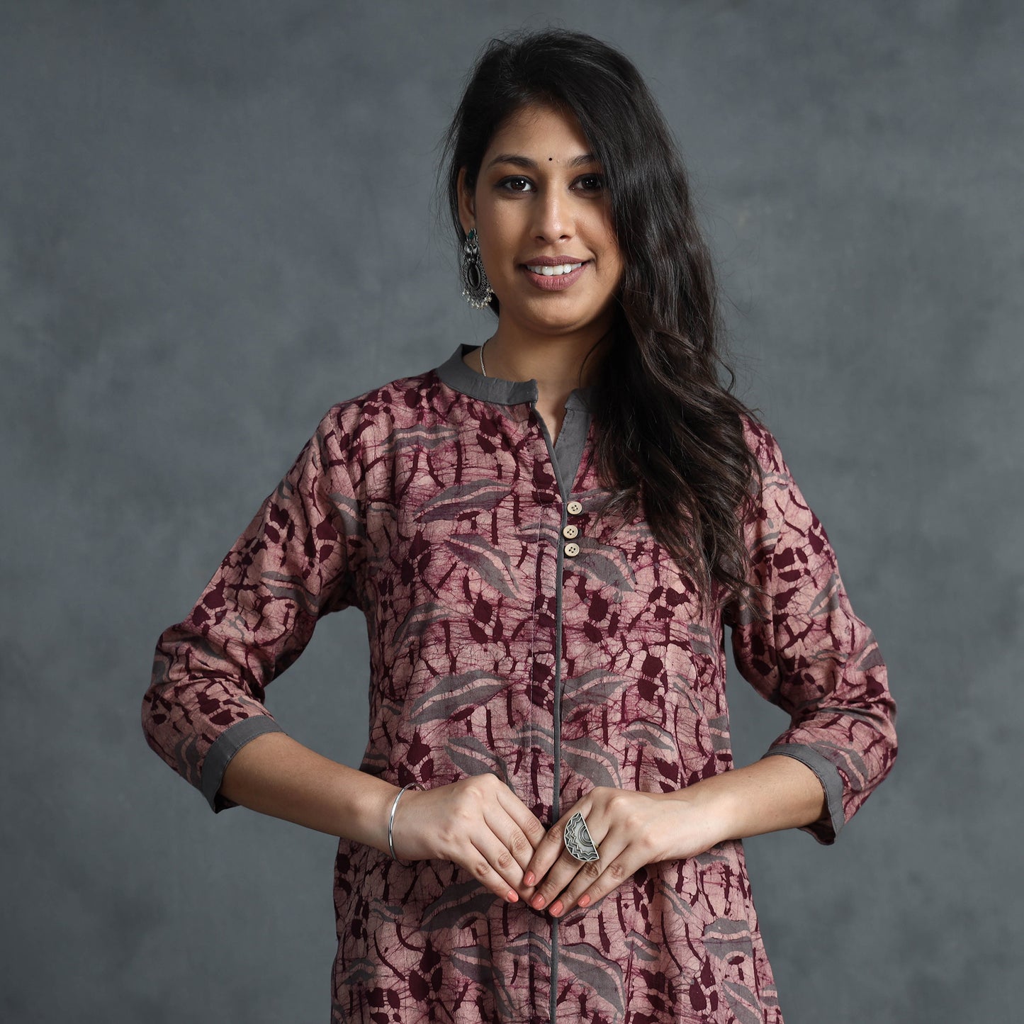Purple - Hand Batik Printed Cotton Kurta