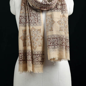 Pure Merino Wool Stole in Pedana Kalamkari Block Prints 67