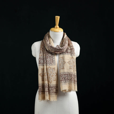 Pure Merino Wool Stole in Pedana Kalamkari Block Prints 67