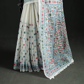 Hand Embroidered Chapa Work Silk Cotton Saree 14