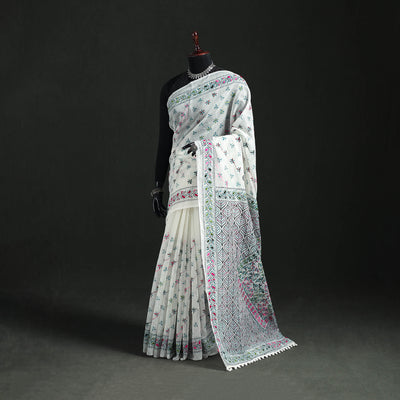 Hand Embroidered Chapa Work Silk Cotton Saree 15