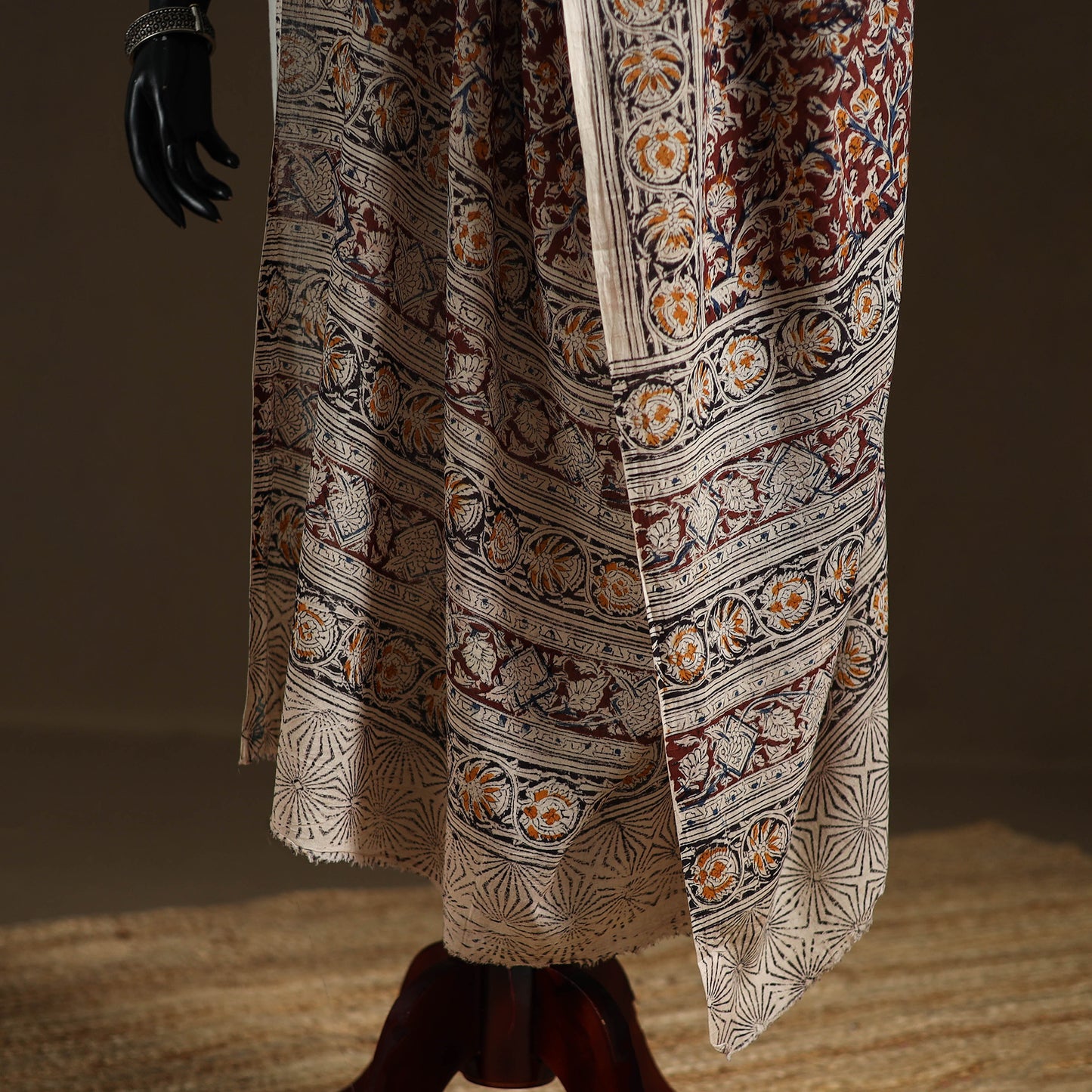 Kalamkari Hand Block Print Natural Dyed Cotton Dupatta 14