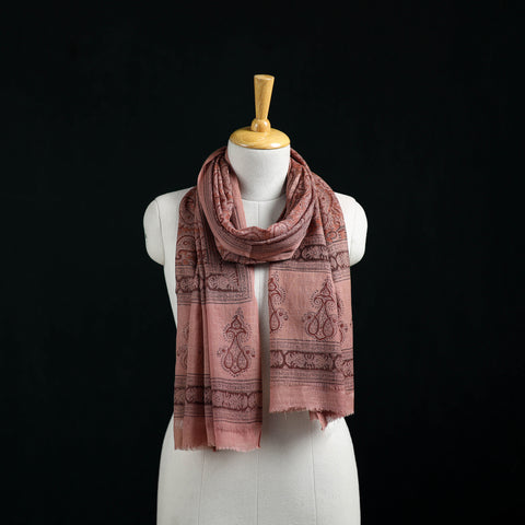 Pure Merino Wool Stole in Pedana Kalamkari Block Prints 69