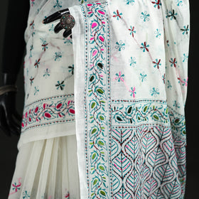 Hand Embroidered Chapa Work Silk Cotton Saree 15