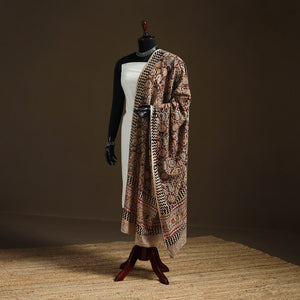 Yellow - Kalamkari Hand Block Print Natural Dyed Cotton Dupatta 15