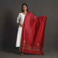 Red - handloom chanderi silk kashida embroidery dupatta 05