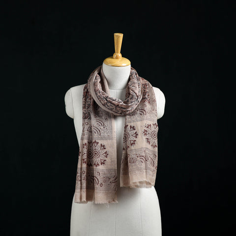 Pure Merino Wool Stole in Pedana Kalamkari Block Prints 71