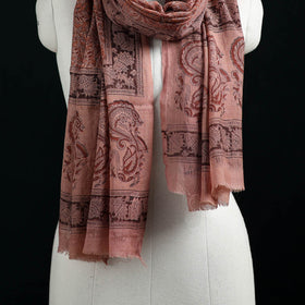 Pure Merino Wool Stole in Pedana Kalamkari Block Prints 72