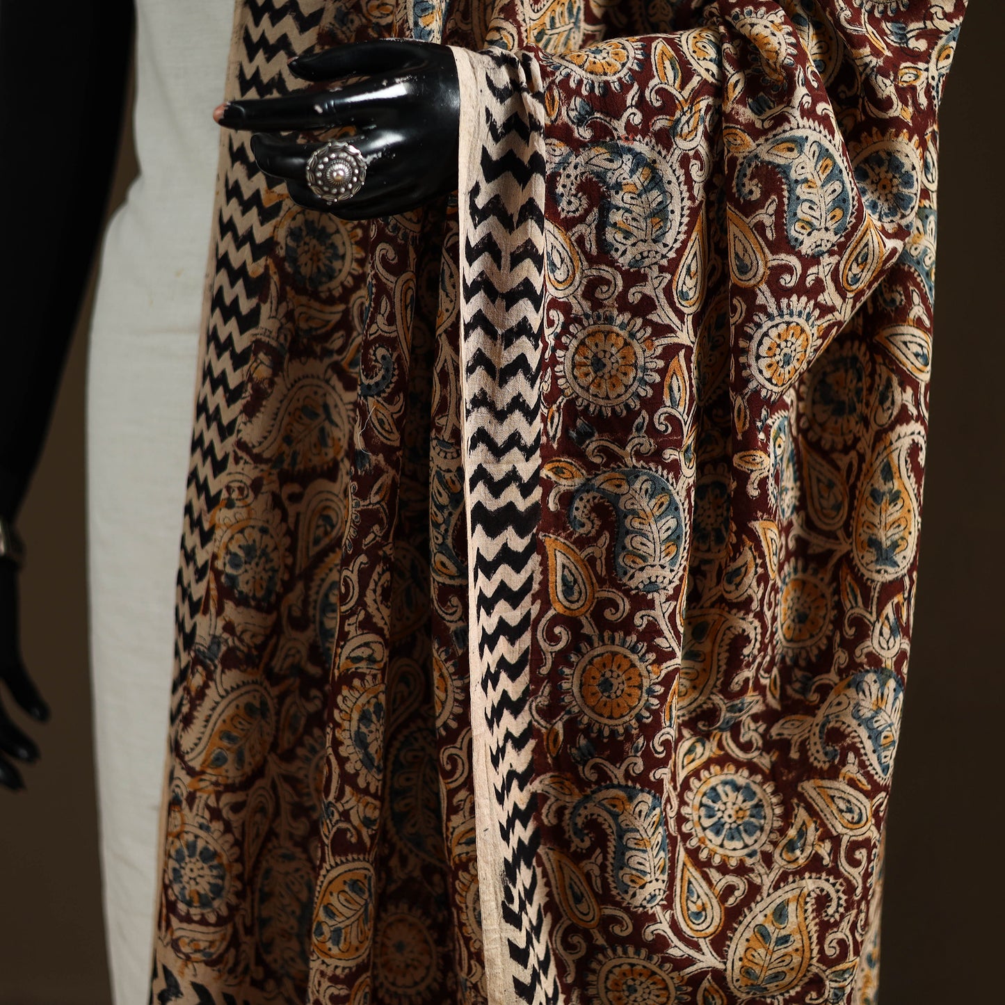 Kalamkari Hand Block Print Natural Dyed Cotton Dupatta 15