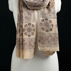 Pure Merino Wool Stole in Pedana Kalamkari Block Prints 74