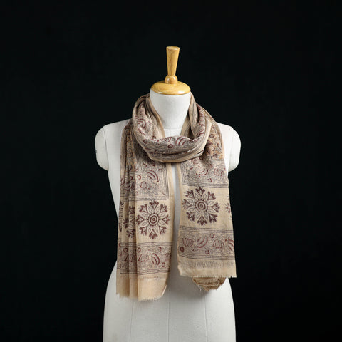 Pure Merino Wool Stole in Pedana Kalamkari Block Prints 74
