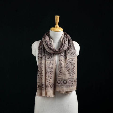 Pure Merino Wool Stole in Pedana Kalamkari Block Prints 75