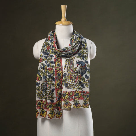 Multicolor Handpainted Cotton Kalamkari Stole