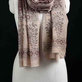 Pure Merino Wool Stole in Pedana Kalamkari Block Prints 76