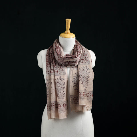 Pure Merino Wool Stole in Pedana Kalamkari Block Prints 76