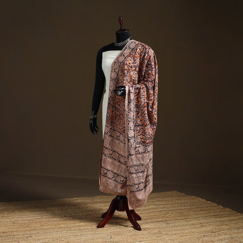 Kalamkari Hand Block Print Natural Dyed Cotton Dupatta 17