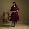 Purple - Plain Spun Dupion Viscose Silk Buti A-Line Kurta for women 05
