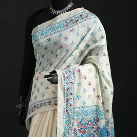 Hand Embroidered Chapa Work Silk Cotton Saree 17