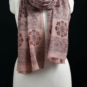 Pure Merino Wool Stole in Pedana Kalamkari Block Prints 80