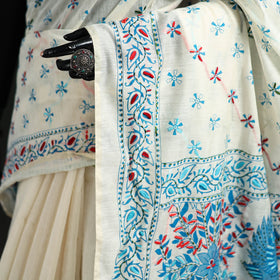 Hand Embroidered Chapa Work Silk Cotton Saree 17