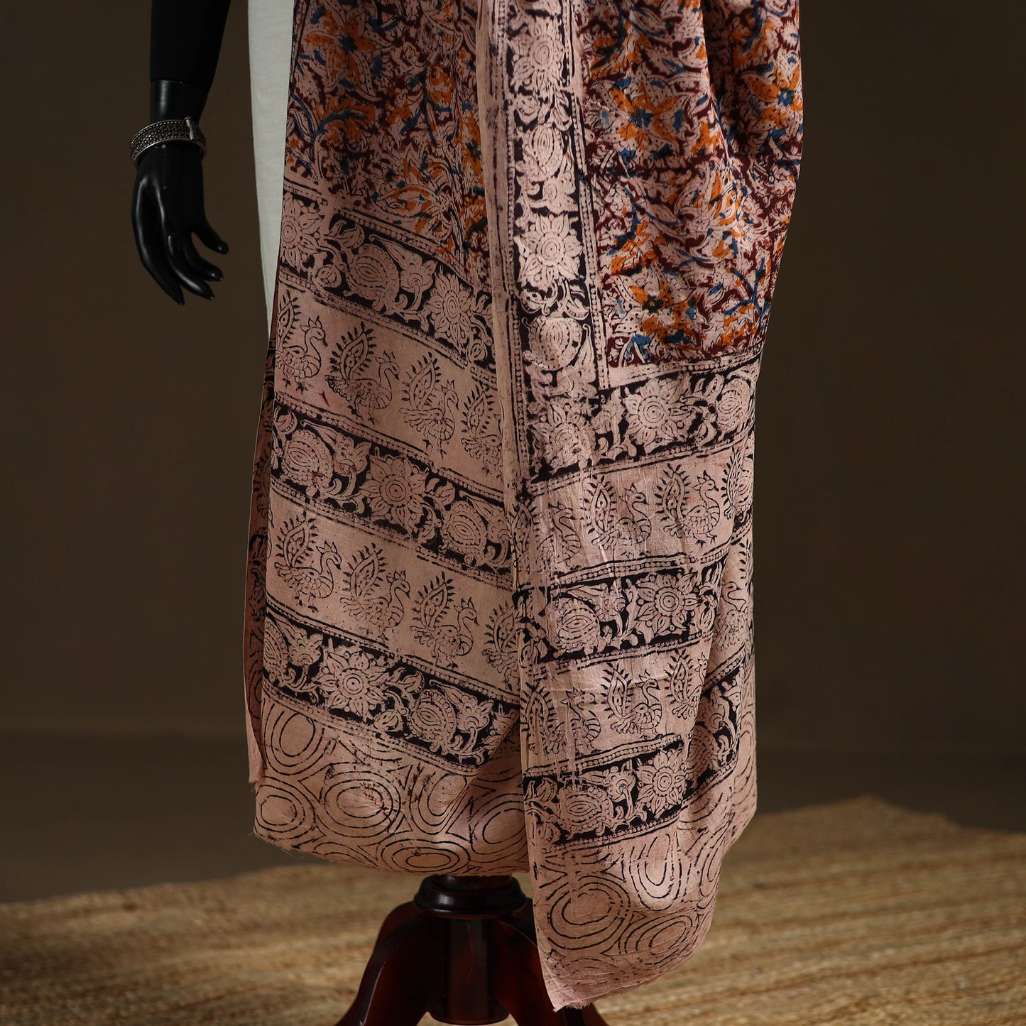 Kalamkari Hand Block Print Natural Dyed Cotton Dupatta 17