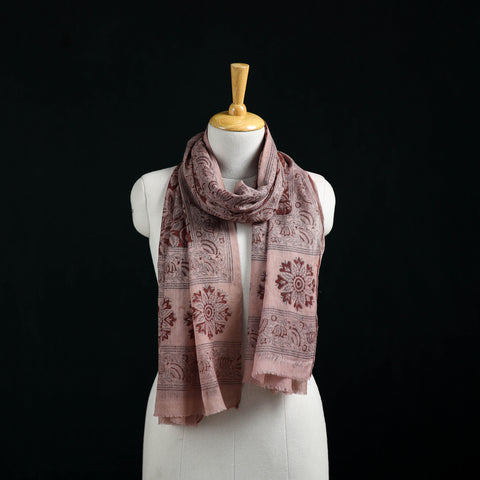 Pure Merino Wool Stole in Pedana Kalamkari Block Prints 80
