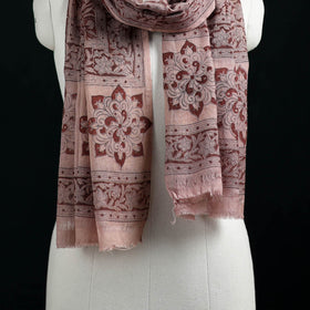 Pure Merino Wool Stole in Pedana Kalamkari Block Prints 81