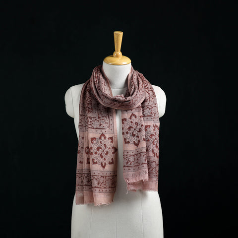Pure Merino Wool Stole in Pedana Kalamkari Block Prints 81