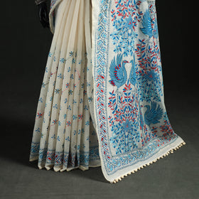 Hand Embroidered Chapa Work Silk Cotton Saree 17
