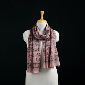 Pure Merino Wool Stole in Pedana Kalamkari Block Prints 82