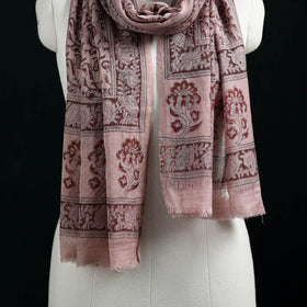 Pure Merino Wool Stole in Pedana Kalamkari Block Prints 83
