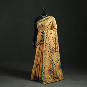 Hand Embroidered Chapa Work Silk Cotton Saree 18