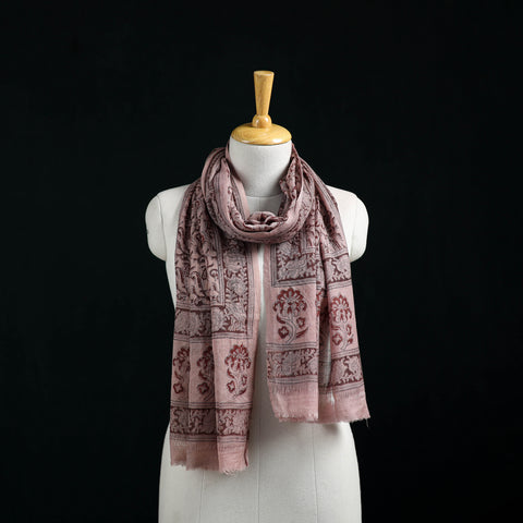 Pure Merino Wool Stole in Pedana Kalamkari Block Prints 83