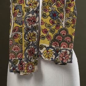 Yellow Handpainted Cotton Kalamkari Stole