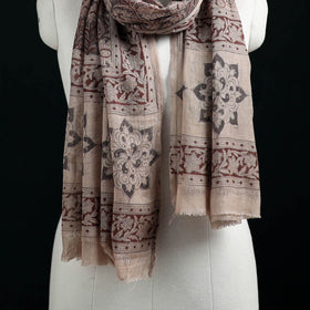 Pure Merino Wool Stole in Pedana Kalamkari Block Prints 85