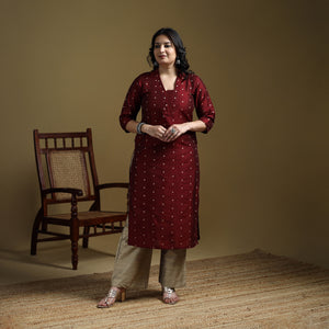 Plain Spun Dupion Viscose Silk Buti Straight Kurta for women 07