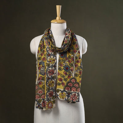 Yellow Handpainted Cotton Kalamkari Stole