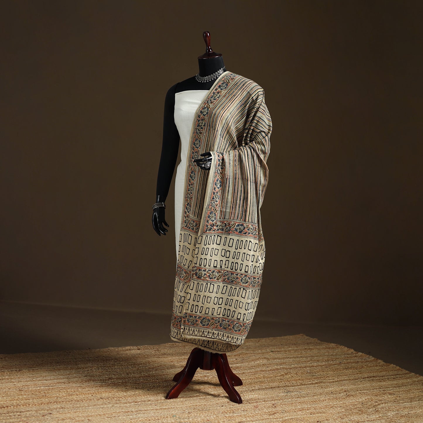 Kalamkari Hand Block Print Natural Dyed Cotton Dupatta 19