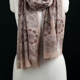 Pure Merino Wool Stole in Pedana Kalamkari Block Prints 86