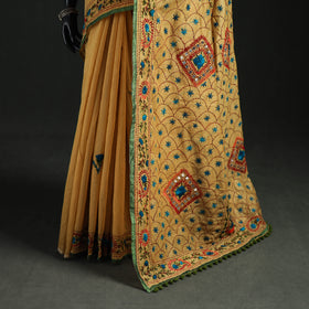 Hand Embroidered Chapa Work Silk Cotton Saree 18