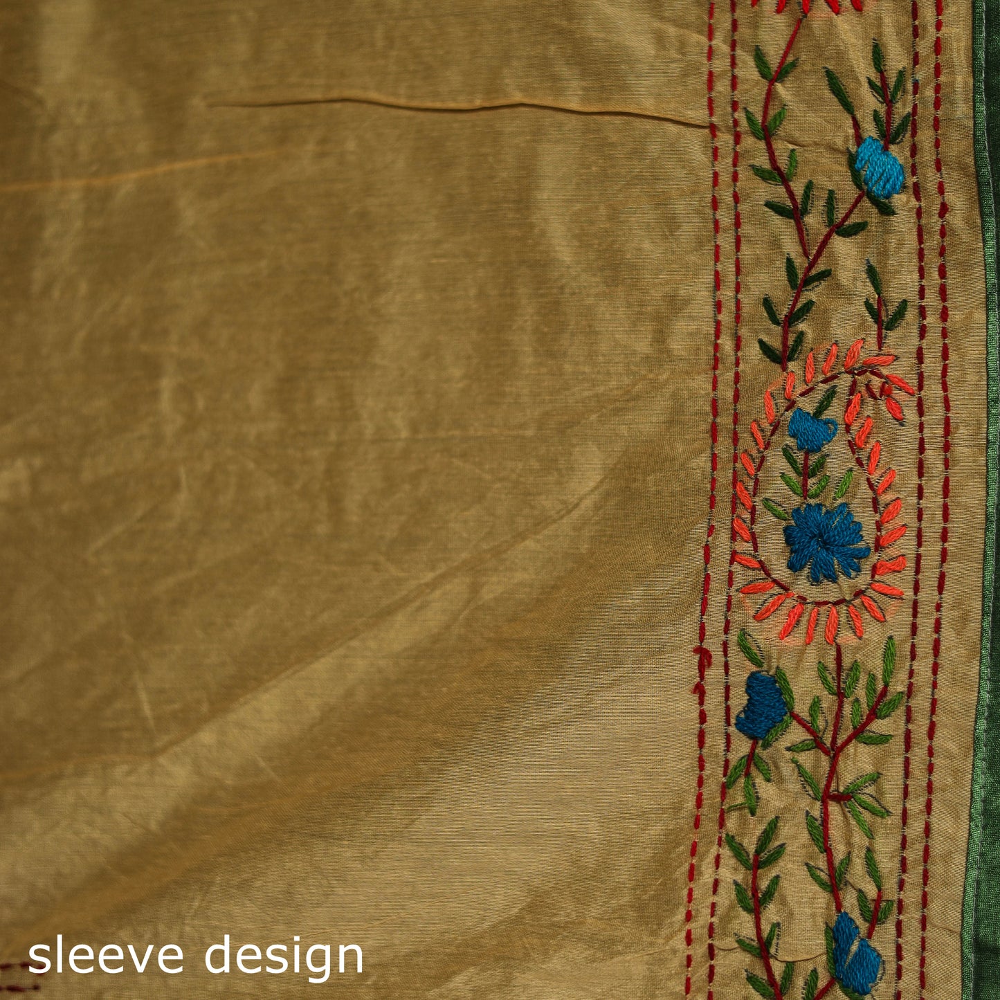 Hand Embroidered Chapa Work Silk Cotton Saree 18