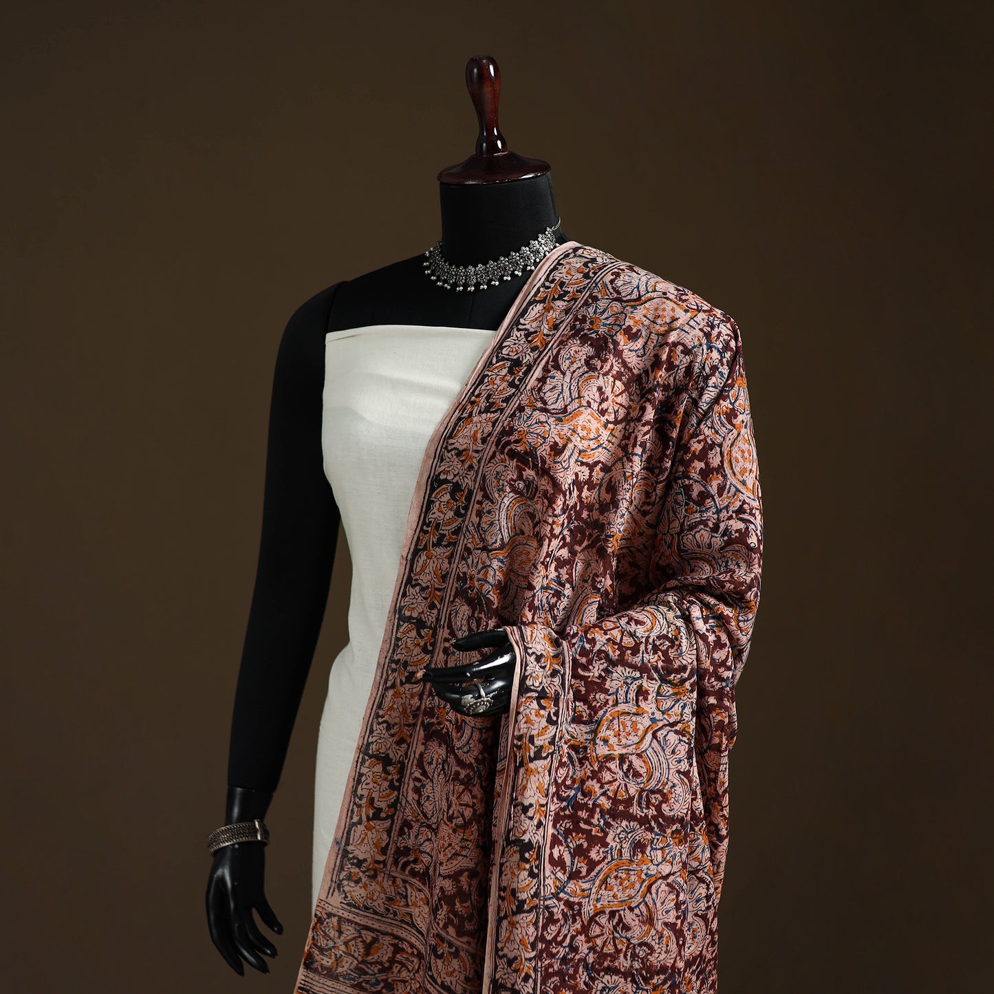 Kalamkari Hand Block Print Natural Dyed Cotton Dupatta 20
