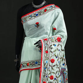 Hand Embroidered Chapa Work Silk Cotton Saree 19