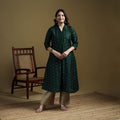 Green - Plain Spun Dupion Viscose Silk Buti A-Line Kurta for women 02